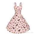 Women Vintage Retro Animal Print Pattern Dress